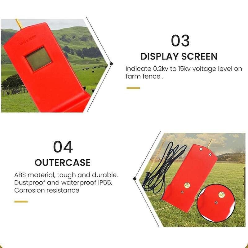 Electric Fence Digital Voltage Tester with LCD Display,Useful Voltage Testing Tool 15KV,Ranch Fence