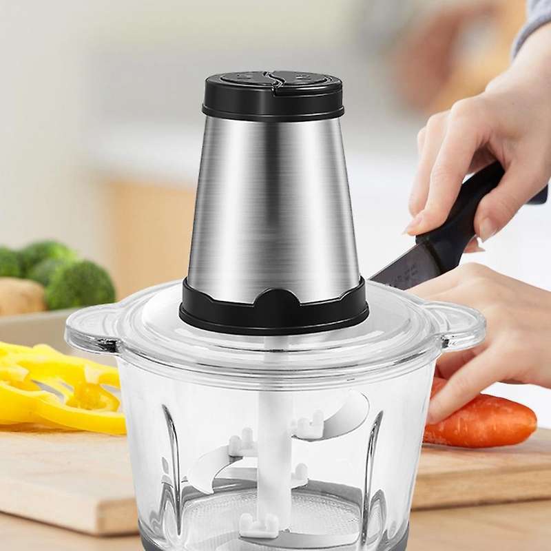 Electric Food Processor Chopper Two Speeds 1.8L Glass Bowl Blender Meat Grinder for Babyfood Onion G