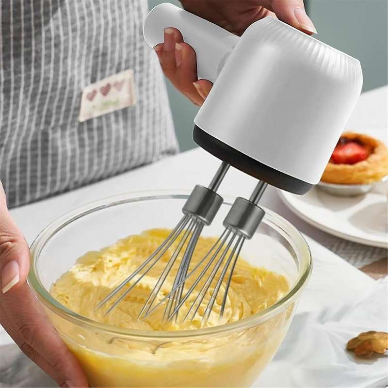 Electric Hand Mixer,Wireless Portable Hand Whisk with Rechargeable 3 Speeds and 2 Whisk for Baking W