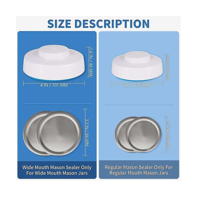 Electric Jar Vacuum Sealer Kit - Easy to Use - Fits Wide & Regular Mouth Jars