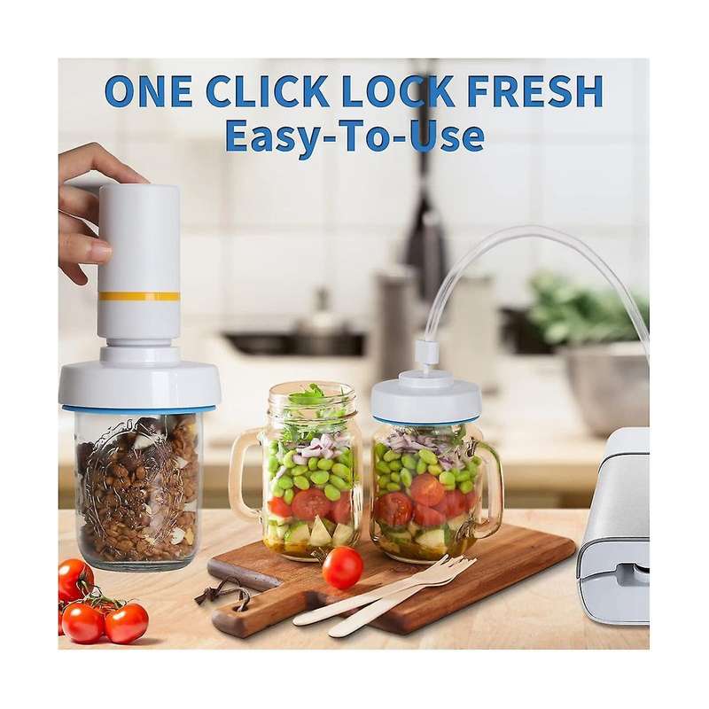 Electric Jar Vacuum Sealer Kit - Easy to Use - Fits Wide & Regular Mouth Jars