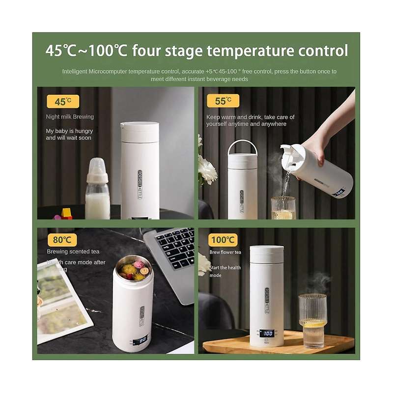 Electric Kettle Water Thermal Heating Boiler Travel Stainless Steel Tea Pot Coffee Milk Boiling Cup