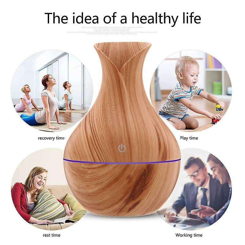 Electric Humidifier Essential Oil Diffuser Ultrasonic 130Ml Wood Grain Humidifier USB Mist Maker LED