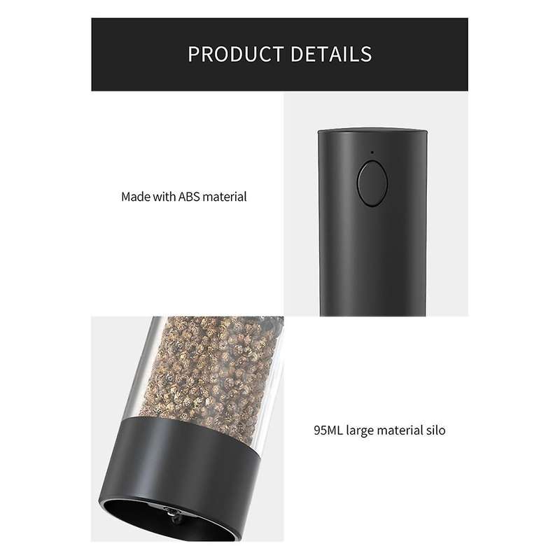 Electric Pepper Grinder Stainless Steel Salt and Pepper Grinder USB Rechargeable Adjustable Coarsene