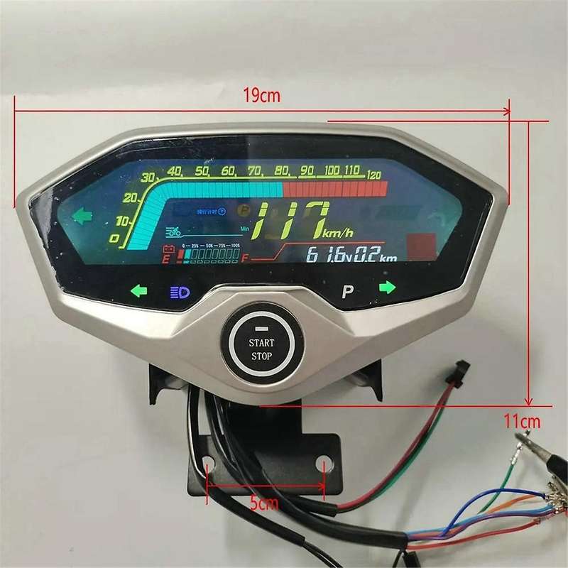 Electric Motorbike Dashboard Scooter Display Tricycle Speedometer 72V General Instrument with One Ke