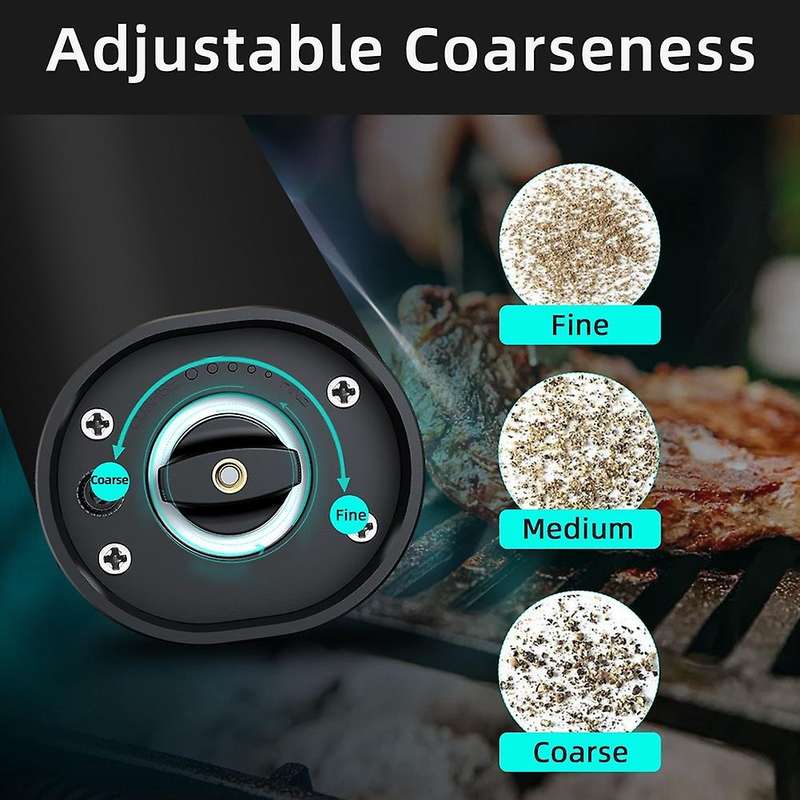 Electric Pepper Spice Grinder Automatic Salt Grinder Pepper Shaker with Led Light Adjustable Coarse