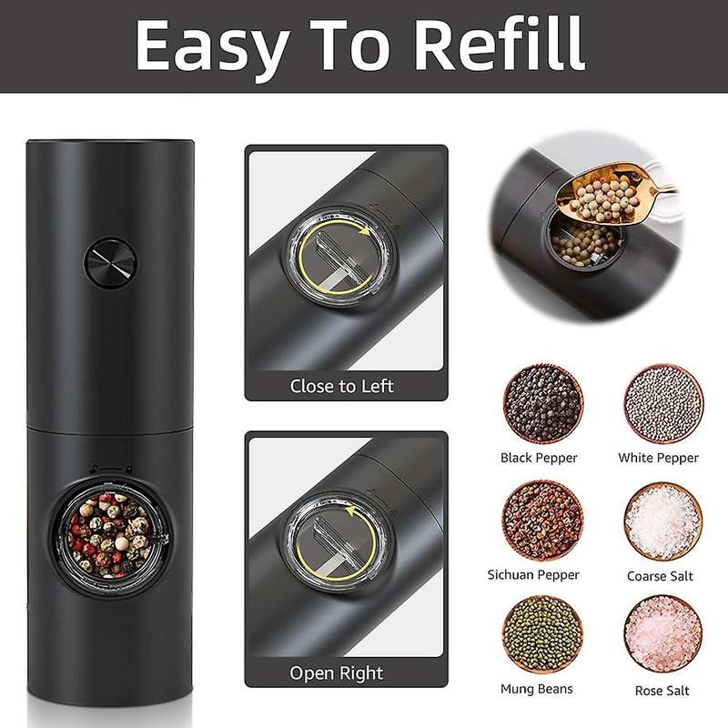 Electric Pepper Spice Grinder Automatic Salt Grinder Pepper Shaker with Led Light Adjustable Coarse