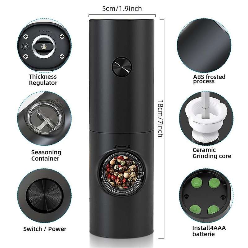 Electric Pepper Spice Grinder Automatic Salt Grinder Pepper Shaker with Led Light Adjustable Coarse