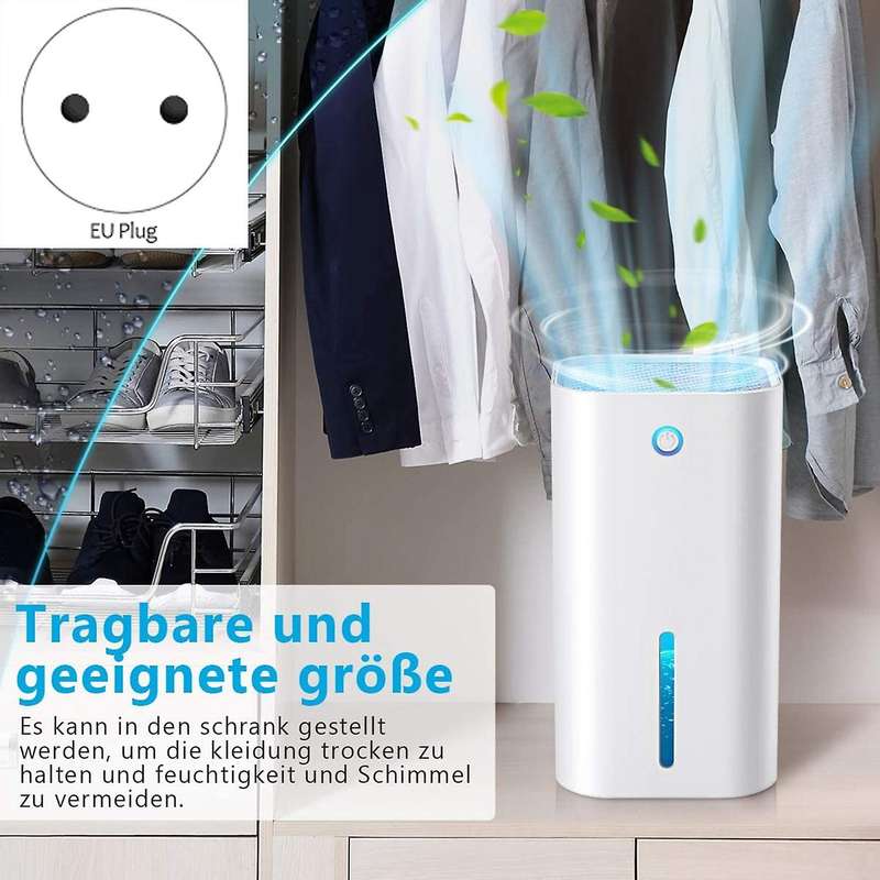 Electric Portable Dehumidifier,1000ml Mini Quiet Air Dryer, Electric Dehumidifier for Bedroom Bathr