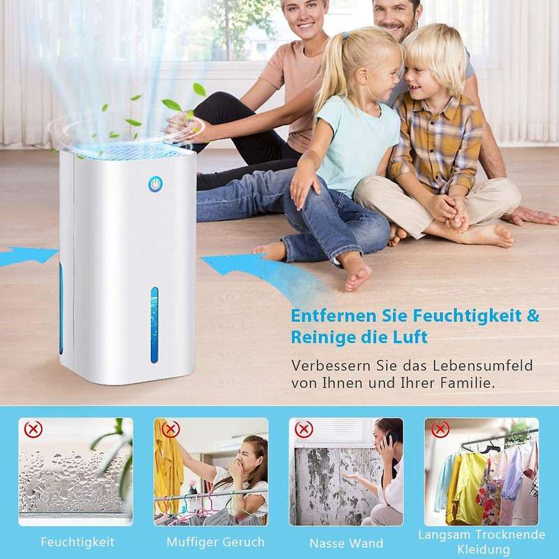 Electric Portable Dehumidifier,1000ml Mini Quiet Air Dryer, Electric Dehumidifier for Bedroom Bathr