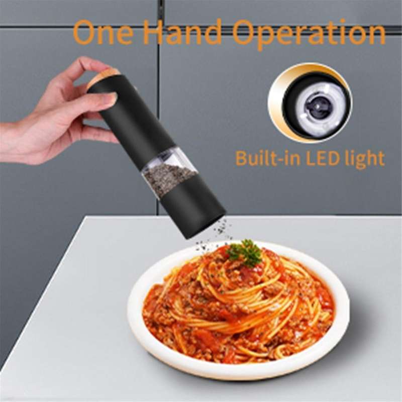 Electric Salt and Pepper Grinder Set Automatic Salt Pepper Mill Grinder Adjustable Coarseness Batte