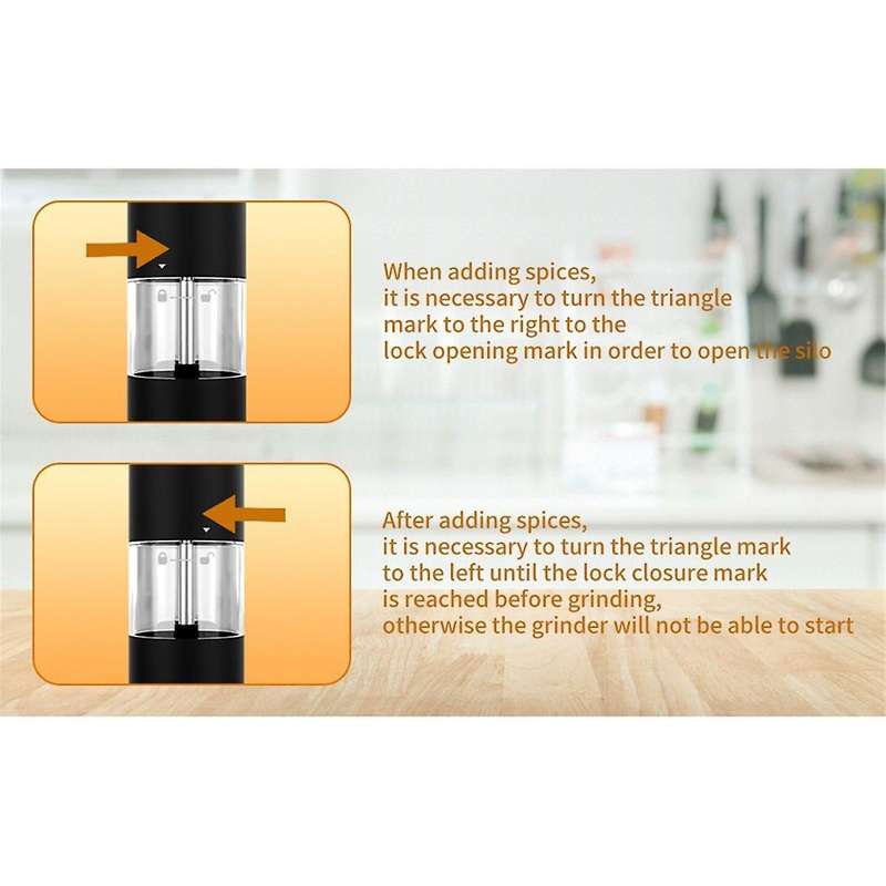 Electric Salt and Pepper Grinder Set Automatic Salt Pepper Mill Grinder Adjustable Coarseness Batte