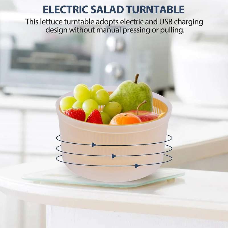 Electric Salad Spinner - Lettuce Vegetable Dryer, Usb Rechargeable, Quick Drying Lettuce Fruit Spinn