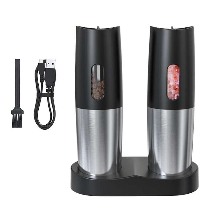 Electric Salt and Pepper Grinder Set - Usb Rechargeable Automatic Pepper Mill Grinder-adjustable Coa