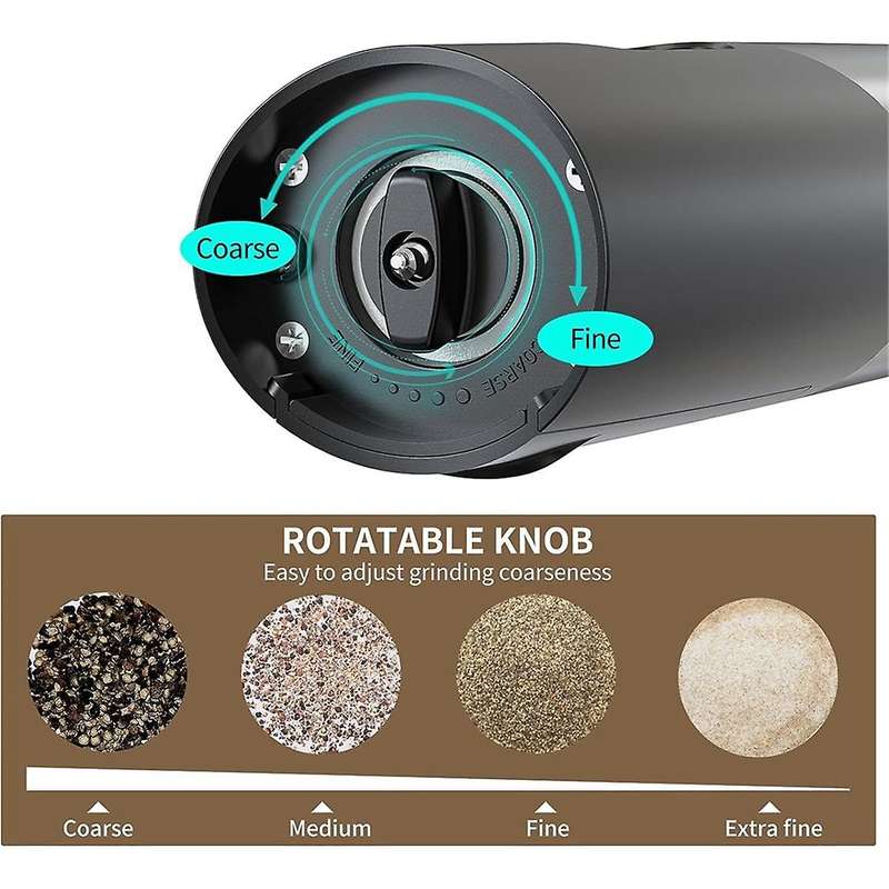 Electric Salt and Pepper Grinder Set - Usb Rechargeable Automatic Pepper Mill Grinder-adjustable Coa