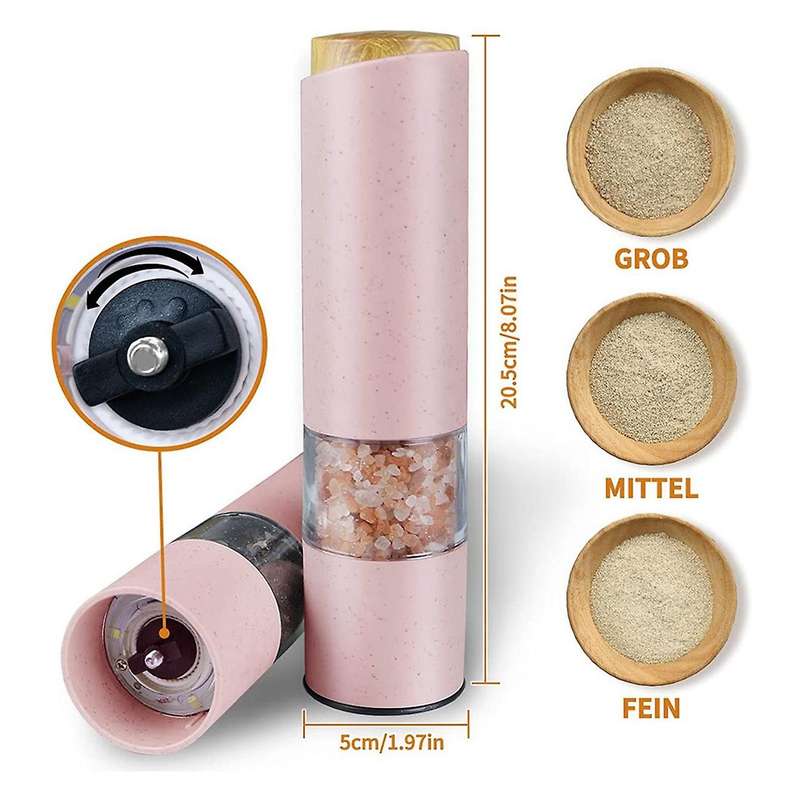 Electric Salt Pepper Grinder,Electric Ceramic Burr Mill for Herb/Pepper/Spice,Adjustable Kitchen Gri