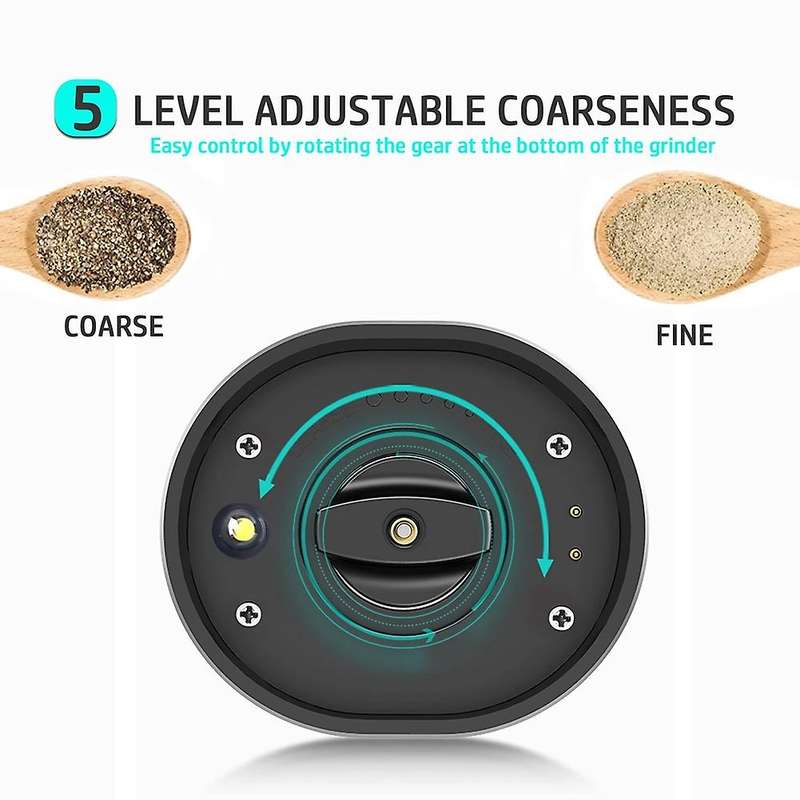 Electric Salt and Pepper Grinder Set with Usb Rechargeable, Adjustable Coarseness Electronic Pepper