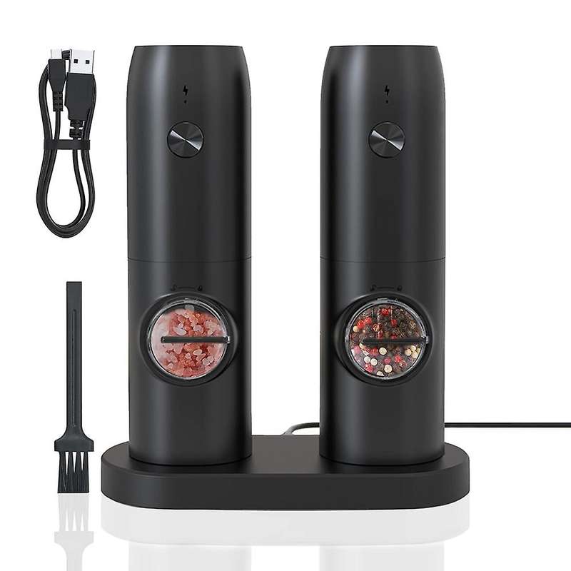 Electric Salt and Pepper Grinder Set with Usb Rechargeable, Adjustable Coarseness Electronic Pepper