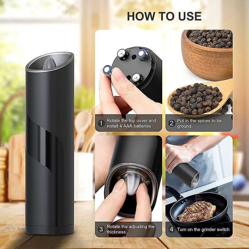 Electric Salt and Pepper Grinder Set, Gravity Pepper Grinder, Automatic Salt Grinder Pepper Mill fo