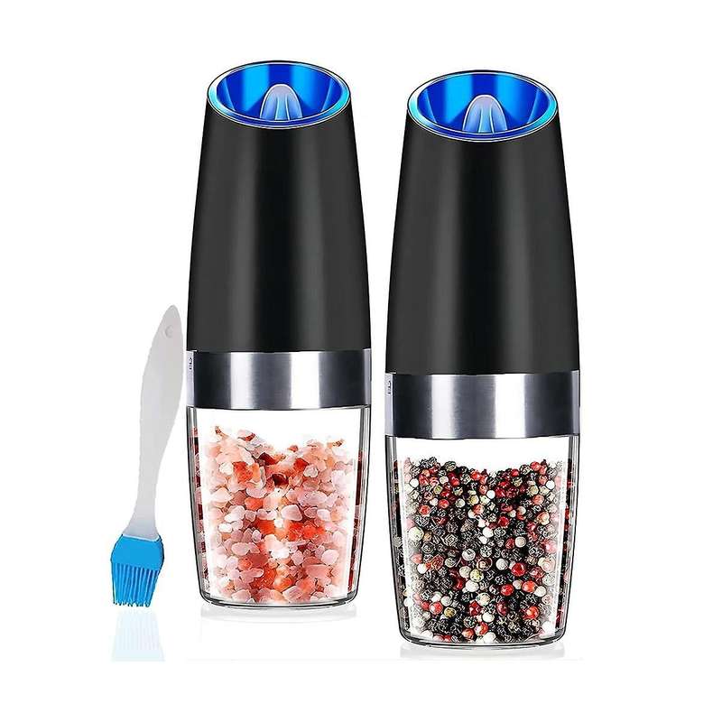 Electric Salt and Pepper Mill Set, Automatic Gravity Sensor Spice Mills, Salt Mill with Led Light
