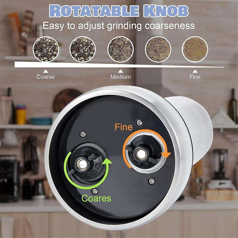 Electric Salt and Pepper Grinder Set, Refillable 2 In 1 Electric Salt and Pepper Grinder with Adjust