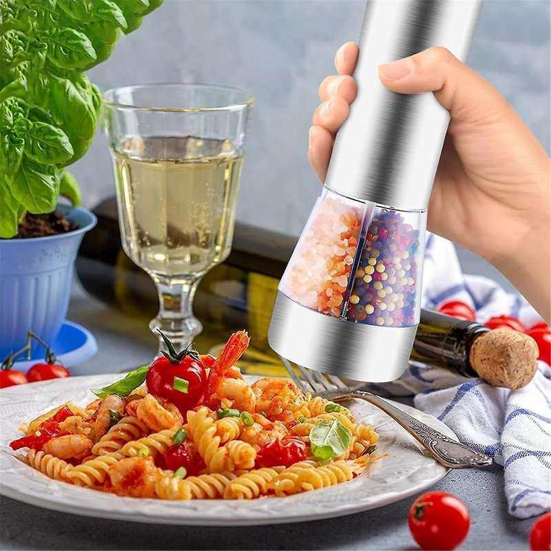 Electric Salt and Pepper Grinder Set, Refillable 2 In 1 Electric Salt and Pepper Grinder with Adjust