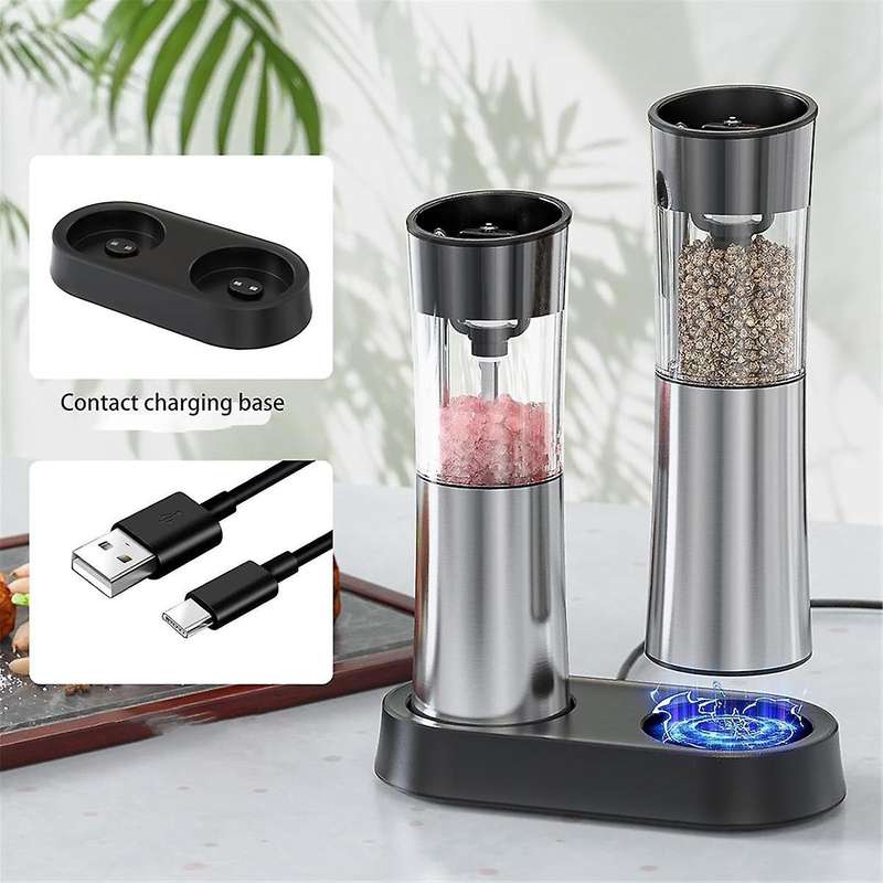 Electric Salt and Pepper Grinder Set with Usb Rechargeable ,electric Pepper Mill Set Automatic Induc