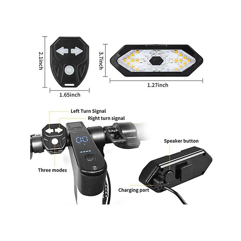 Electric Scooter Turn Signal, Remote Control Bike LED Blinker/Tail Light,Adjustable Directional Turn