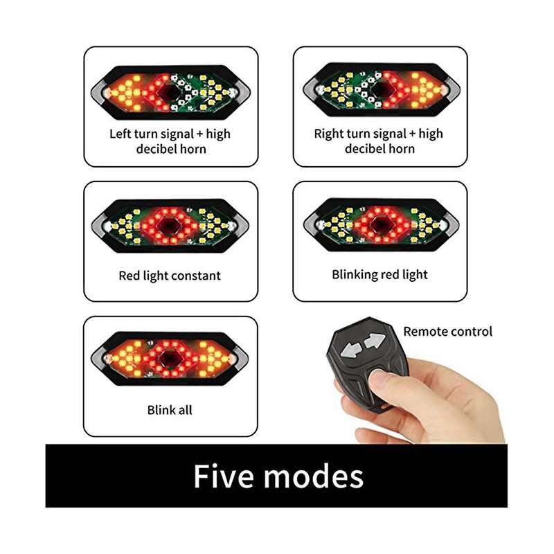 Electric Scooter Turn Signal, Remote Control Bike LED Blinker/Tail Light,Adjustable Directional Turn