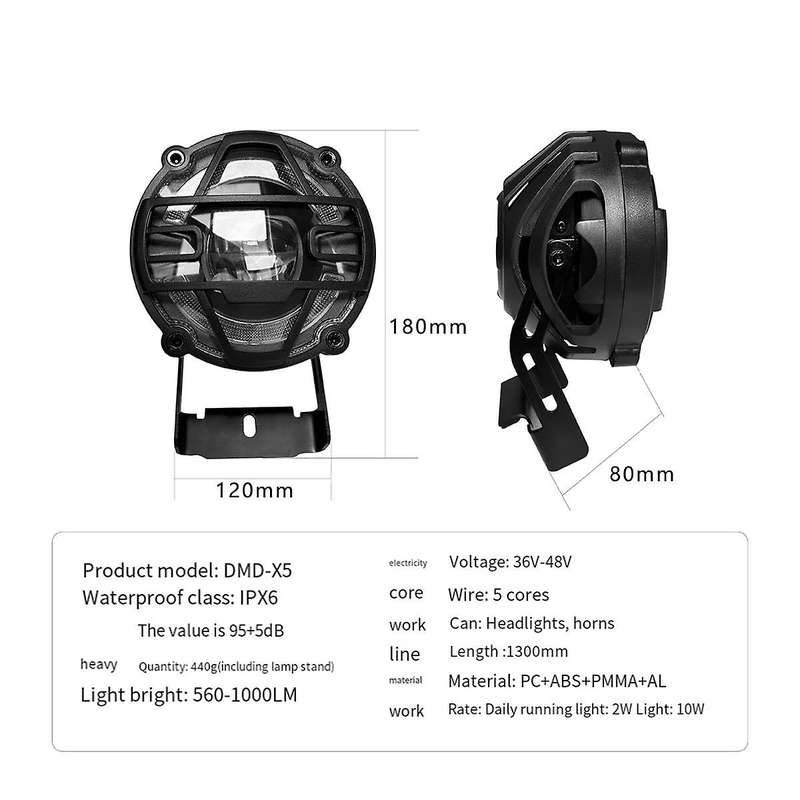 Electric Snowmobile Off-road Vehicle Horn Headlight X5 Aluminum Alloy 36v 48v Night Cycling Waterpro