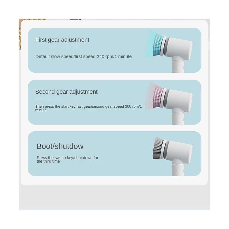 Electric Spin Scrubber - Electric Cleaning Brush, for Cleaning Tub, Kitchen Cleaning with 6 Replacea