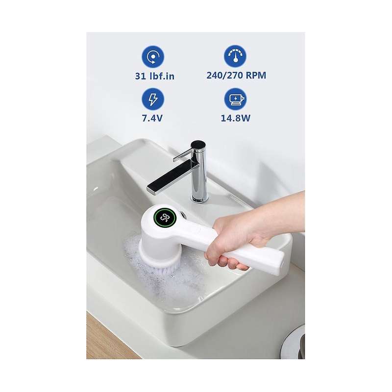 Electric Spin Scrubber for Bathroom Bathtub Cordless Power Spinning Scrub Brush Handheld Shower Cle