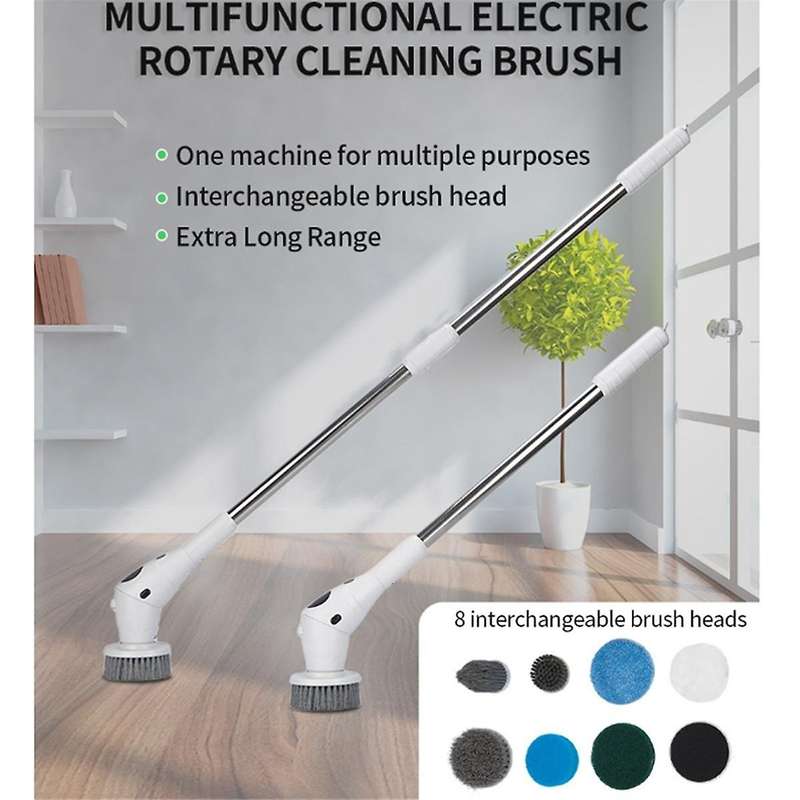 Electric Spin Scrubber Cordless Cleaning Brush with 8 Replaceable Brush Heads for Bathroom, Toilet