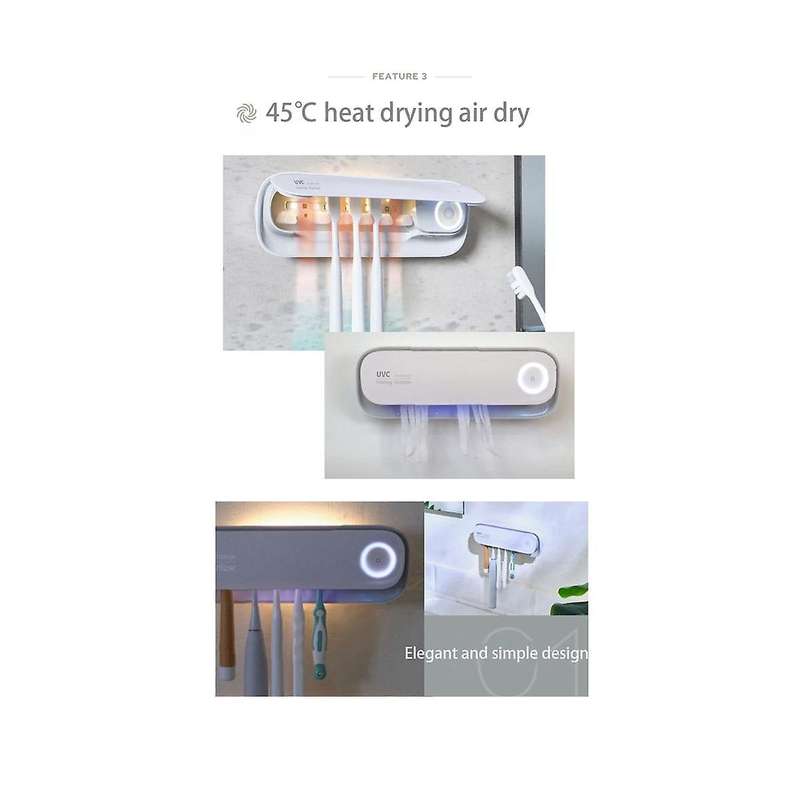 Electric Toothbrush Uv Sterilization Drying Holder Wall Mounted for Bathroom Organizer Accessories w