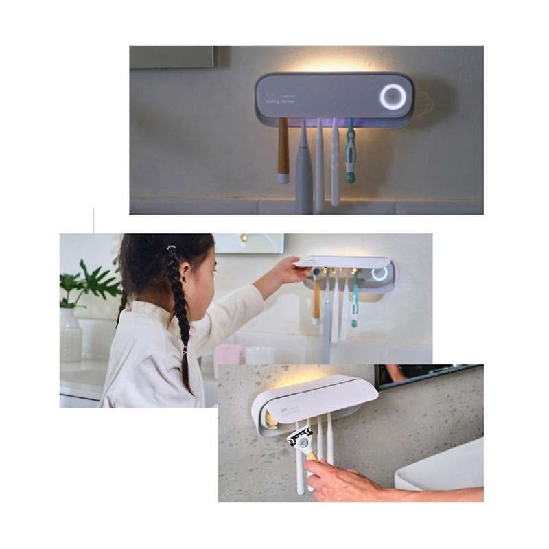 Electric Toothbrush Uv Sterilization Drying Holder Wall Mounted for Bathroom Organizer Accessories w