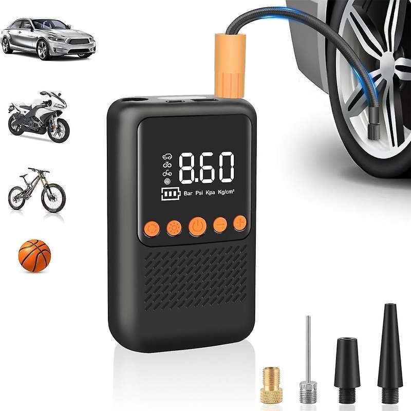 Electric Tire Inflator Portable Air Compressor - Cordless Air Pump Tires - Bicycle Pump with Air Pre