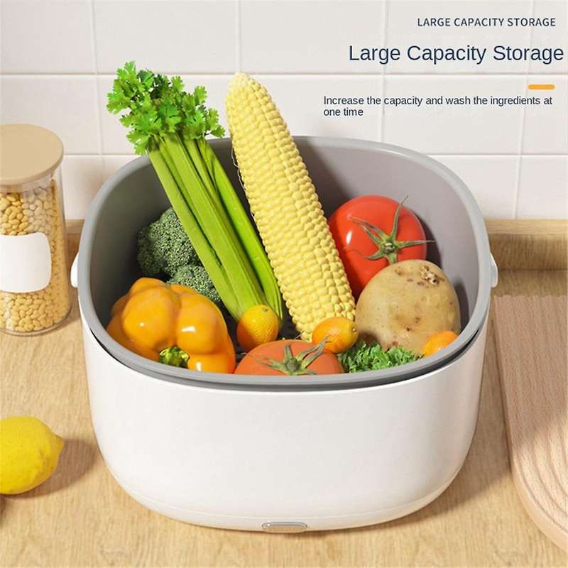 Electric Vegetable Washing Basket Kitchen Multi-function Double-layer Fruit and Vegetable Drainer Fr