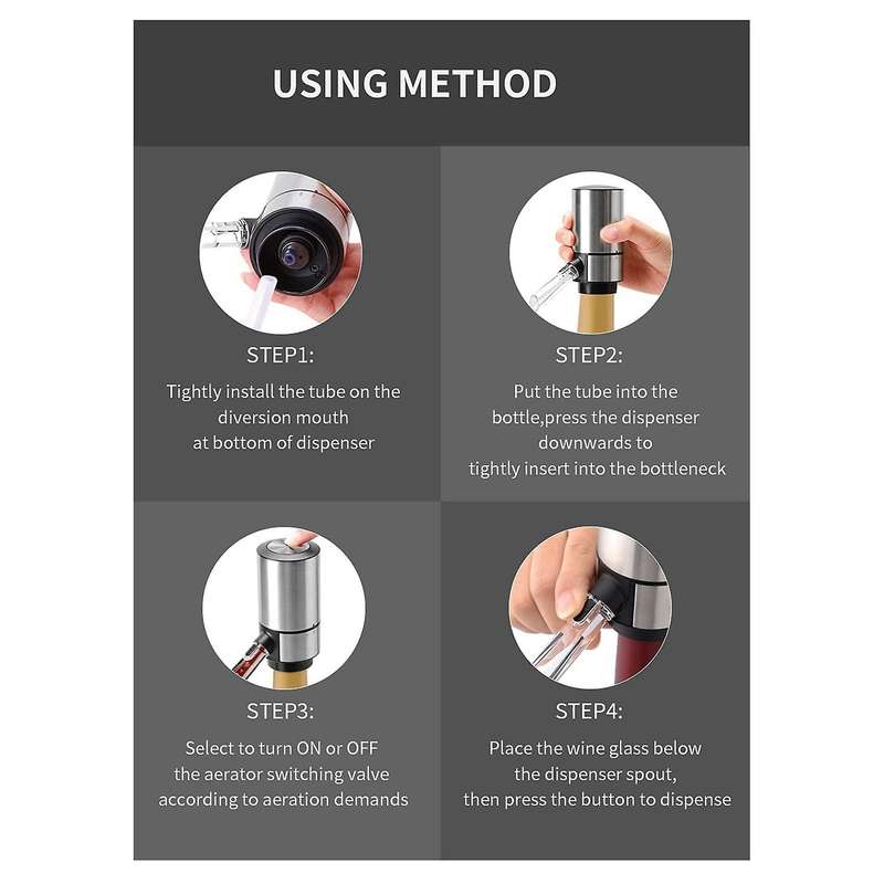 Electric Wine Aerator,Electric Wine Pourer,Automatic Wine Aerator Pourer,Rechargeable Wine Pourer, W