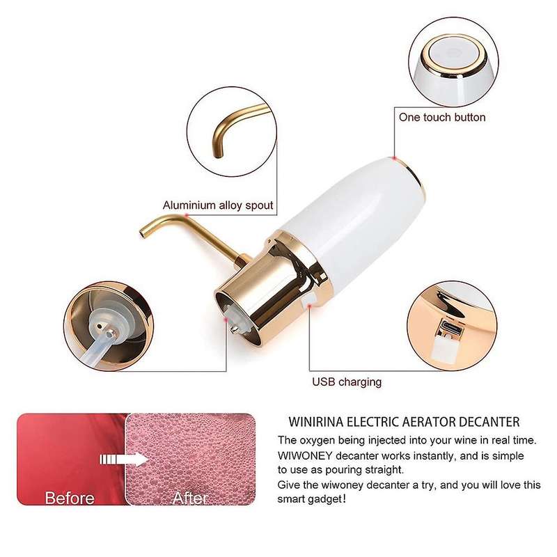 Electric Wine Aerator Pourer Automatic Smart Decanter Dispenser Rechargeable with -USB Cable B
