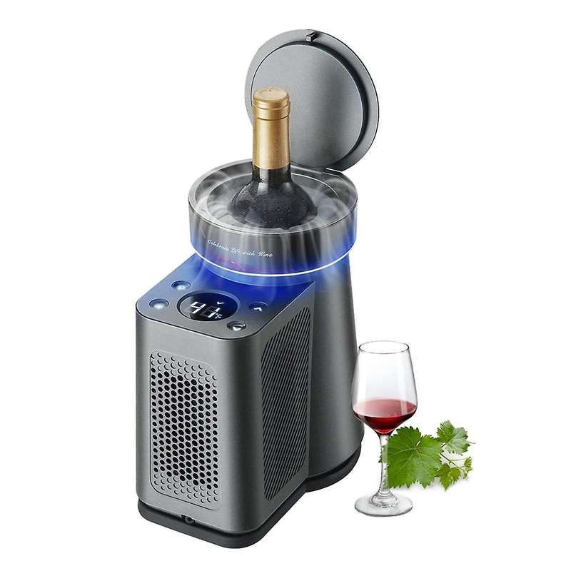 Electric Wine Chiller,34F-68F Temperature Control Single Bottle Portable Cooler for Red/White Wine,