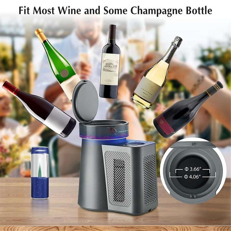 Electric Wine Chiller,34F-68F Temperature Control Single Bottle Portable Cooler for Red/White Wine,