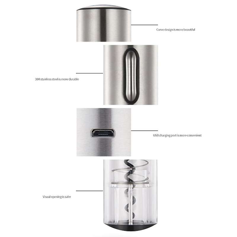 Electric Wine Bottle Opener Stainless Steel Automatic Corkscrew Opener Puller Kit ,Foil Cutter +Vacu