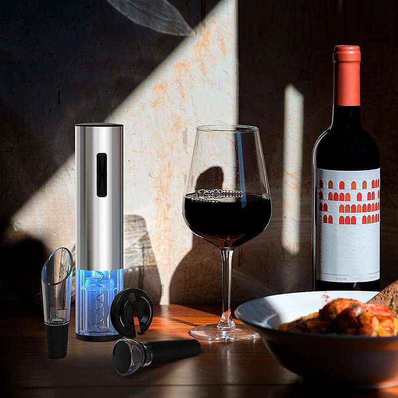 Electric Wine Corkscrew with Reusable Stainless Steel Cordless Electric Wine Corkscrew Set with Char