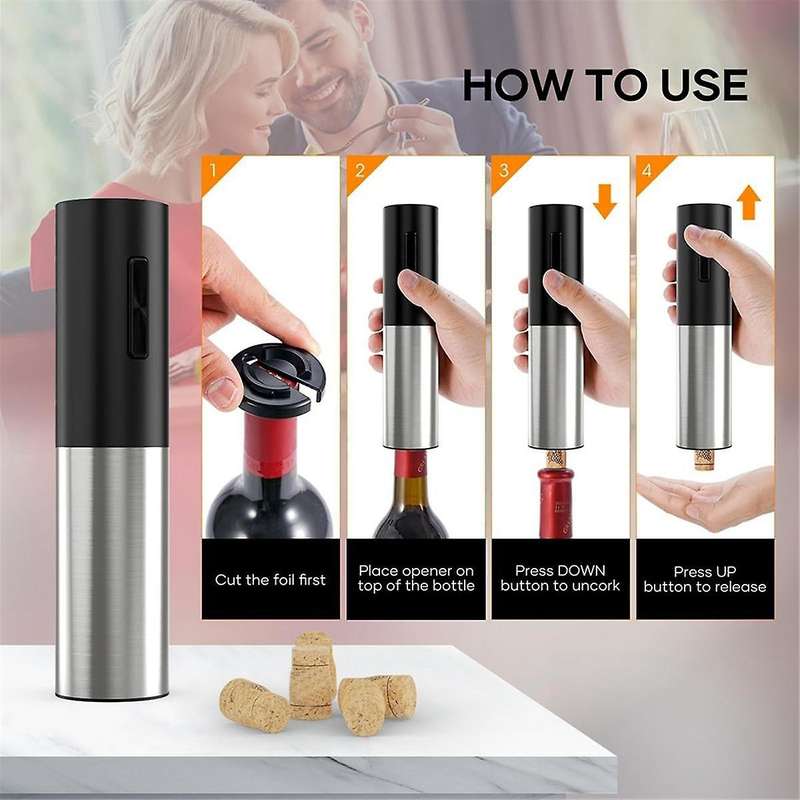 Electric Wine Opener Rechargeable, Cordless Automatic Electric Wine Bottle Corkscrew Opener with Foi