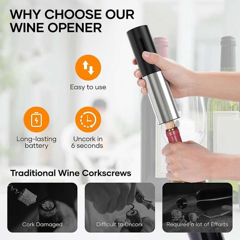 Electric Wine Opener Rechargeable, Cordless Automatic Electric Wine Bottle Corkscrew Opener with Foi