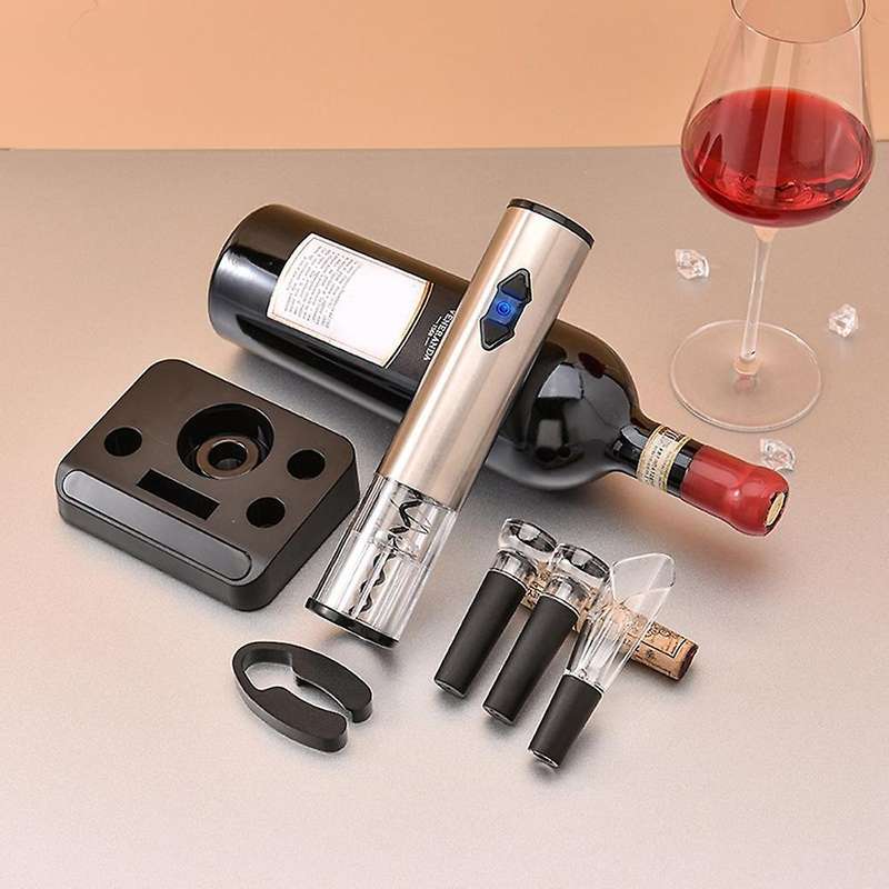 Electric Wine Opener Set Battery Operated Corkscrew Wine Bottle Opener with Storage Base Wine Aerato