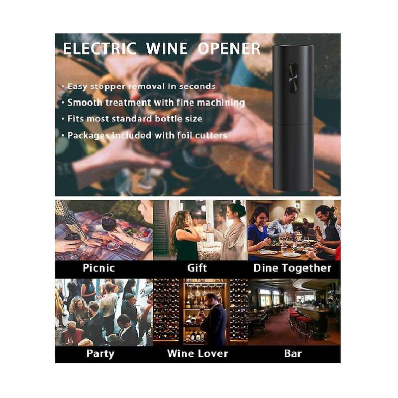 Electric Wine Opener Battery Operated Bottles Openers Reusable Wine Corkscrew for Kitchen Home Bar