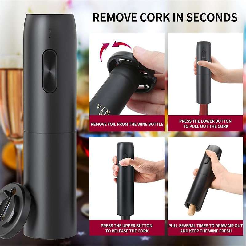 Electric Wine Opener Set 4-In-1 Wine Set with Rechargeable Wine Opener, Rechargeable Wine Aerator Po