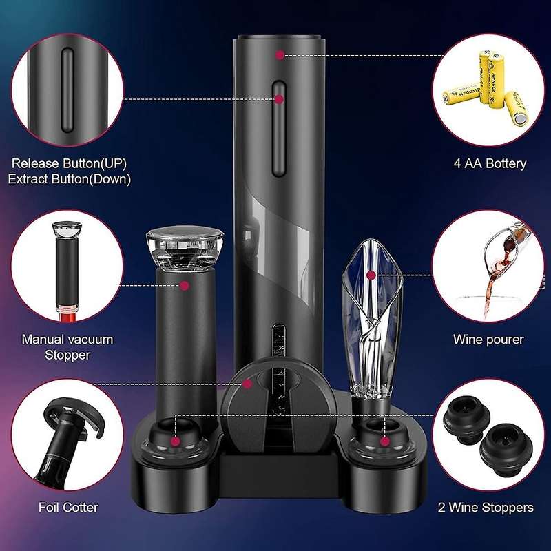 Electric Wine Opener Gift Set, Automatic Corkscrew Wine Bottle Opener with Foil Cutter for Home Part