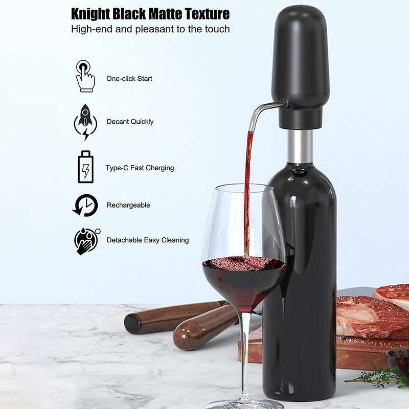 Electric Wine Pourer, Rechargeable Wine Aerator with 2 Wine Stoppers, Portable 1-button Automatic Wi